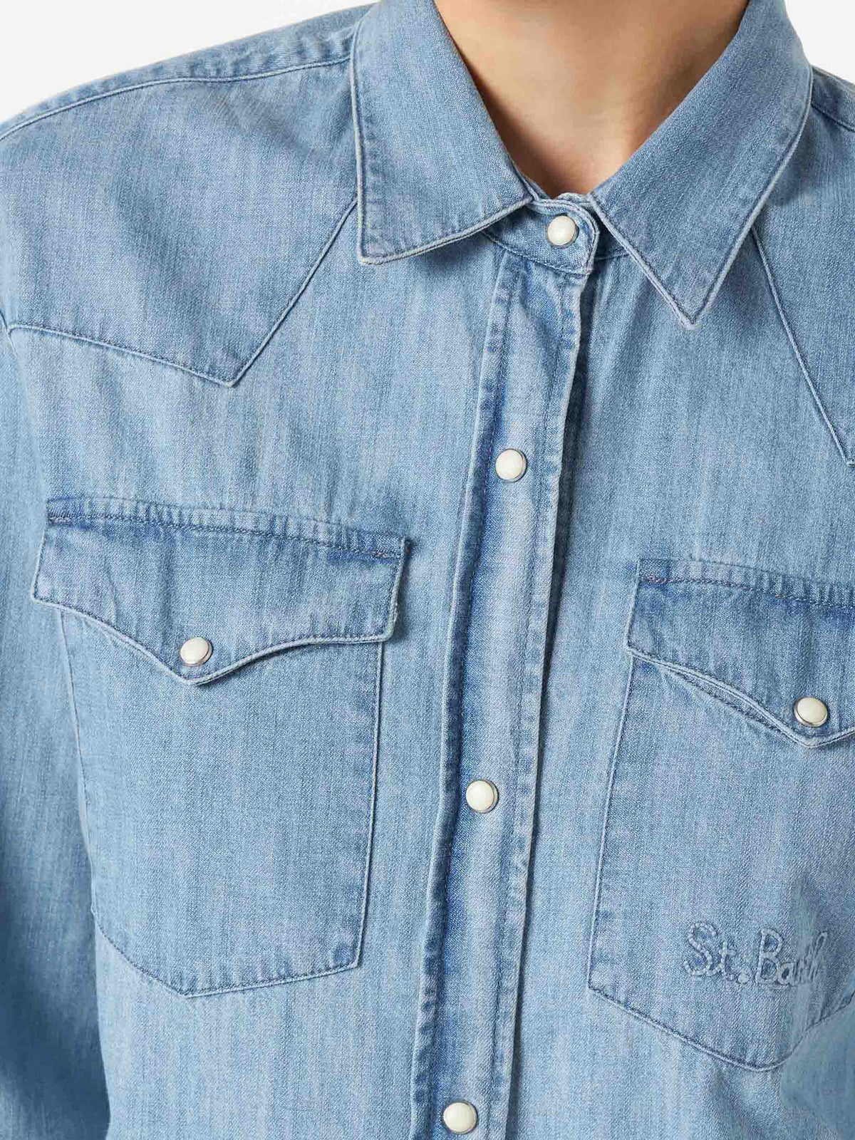 Hellblaue Amaya Tex Denim-Hemdbluse 