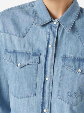Hellblaue Amaya Tex Denim-Hemdbluse 