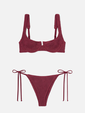 Amira Marielle Crinkle-Bikini in Burgundy 