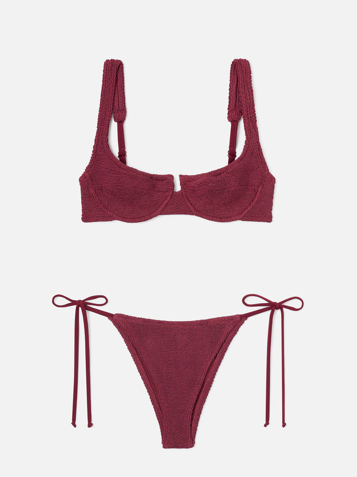 Bikini burdeos efecto crinkle Amira Marielle 