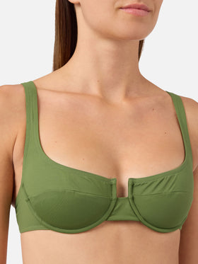 Amira Naomi military green balconette bikini in solid color