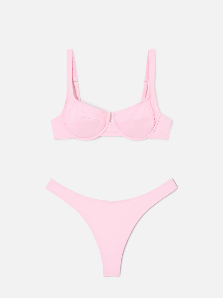 Bikini balconette Amira Naomi rosa claro de color liso 