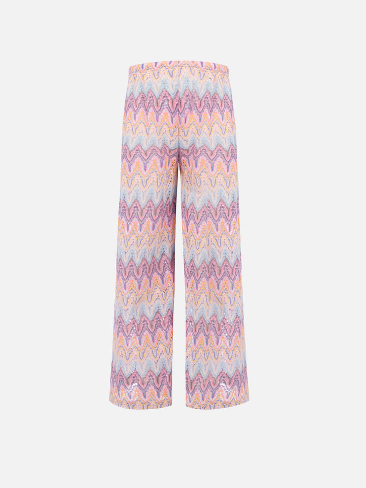 Amalia Jr raschel knit wide-leg pink trousers - MC2 Saint Barth