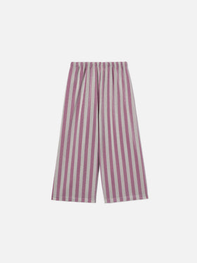 Pantalones Amalia Jr en lurex con rayas rosa y plateadas 