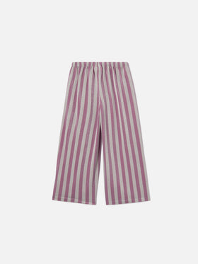 Pantalones Amalia Jr en lurex con rayas rosa y plateadas 