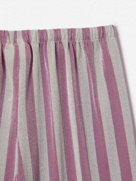 Pantalones Amalia Jr en lurex con rayas rosa y plateadas 