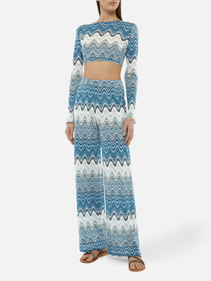 Amalia wide-leg trousers in raschel knit - MC2 Saint Barth