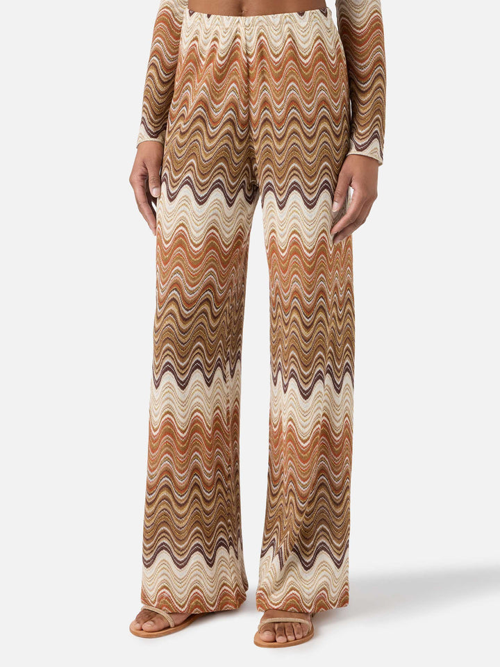 Pantalone lungo Amalia in raschel degradé marrone