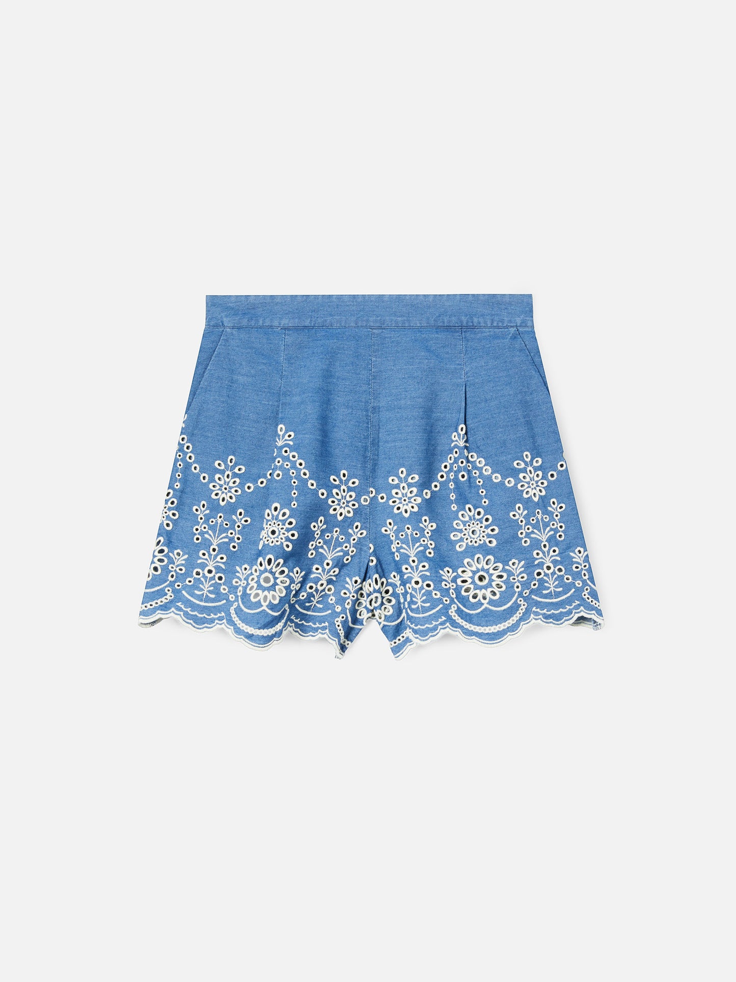 Amani chambray shorts with embroidery