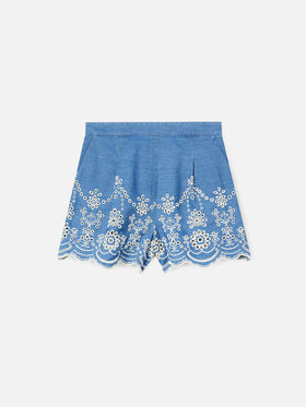 Amani chambray shorts with embroidery