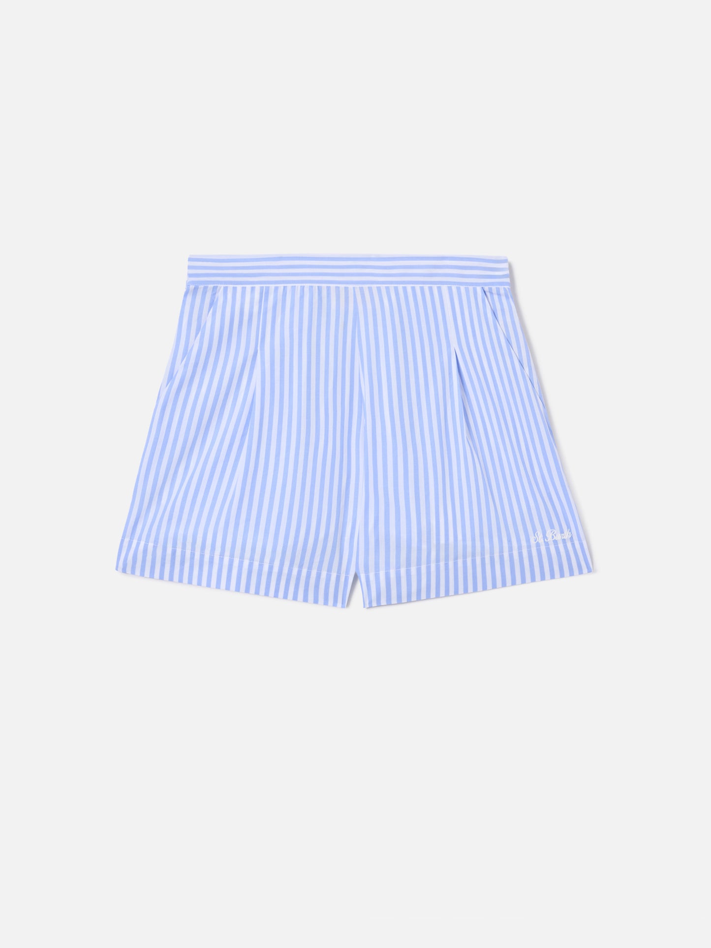 Pantalones cortos Amani de algodón con rayas azul claro 