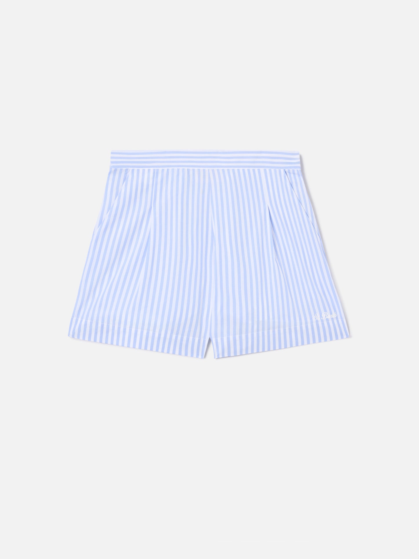Pantalones cortos Amani de algodón con rayas azul claro 