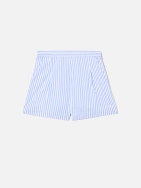 Pantalones cortos Amani de algodón con rayas azul claro 