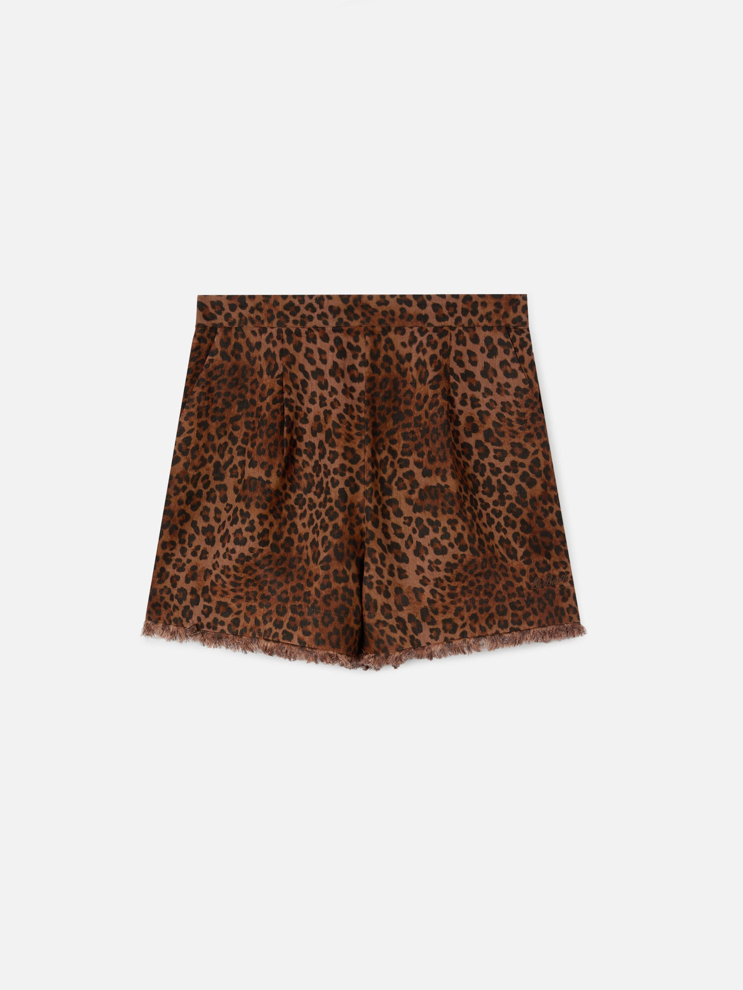 Shorts Amani de lino con estampado de leopardo 