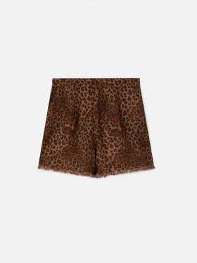 Shorts Amani de lino con estampado de leopardo 