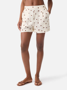 Short Amani in lino con stampa a pois