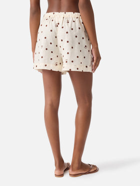 Short Amani in lino con stampa a pois