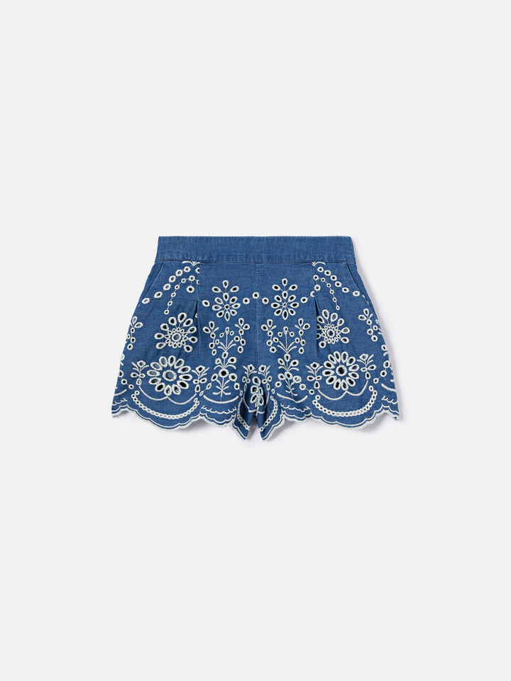 Amani Jr chambray shorts with embroidery