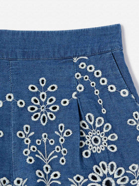 Short en chambray Amani Jr avec broderie 