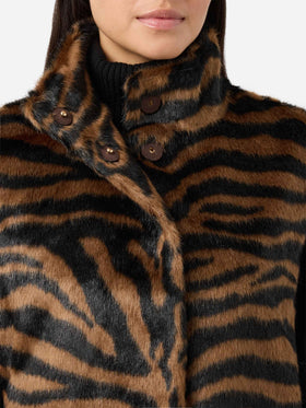 Gilet en fausse fourrure Ambre à imprimé zèbre 