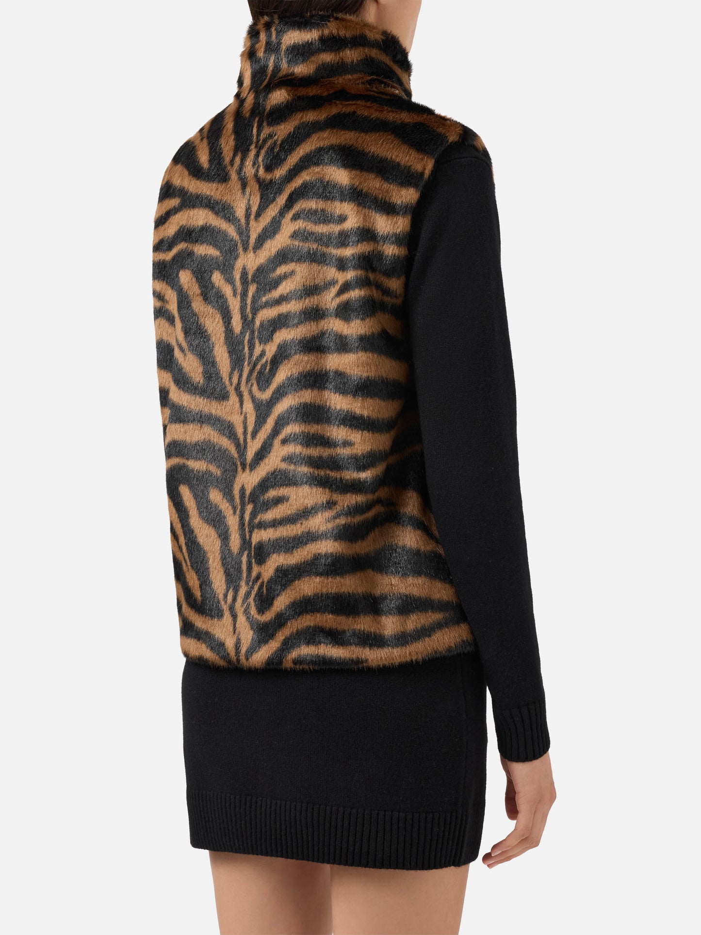 Gilet en fausse fourrure Ambre à imprimé zèbre 