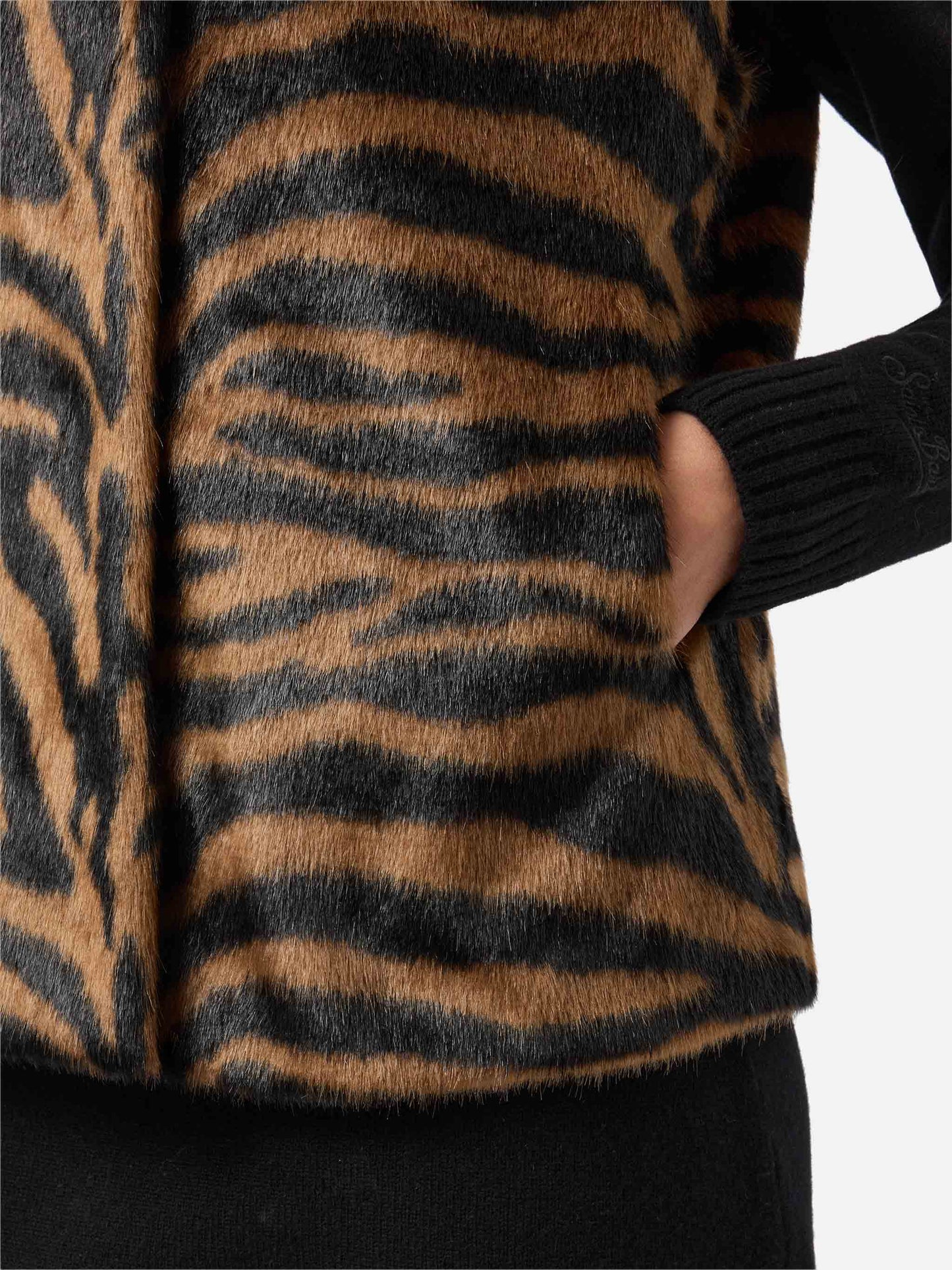 Gilet en fausse fourrure Ambre à imprimé zèbre 