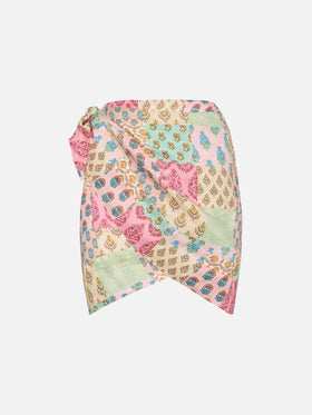 Angie linen mini skirt with floral print - MC2 Saint Barth
