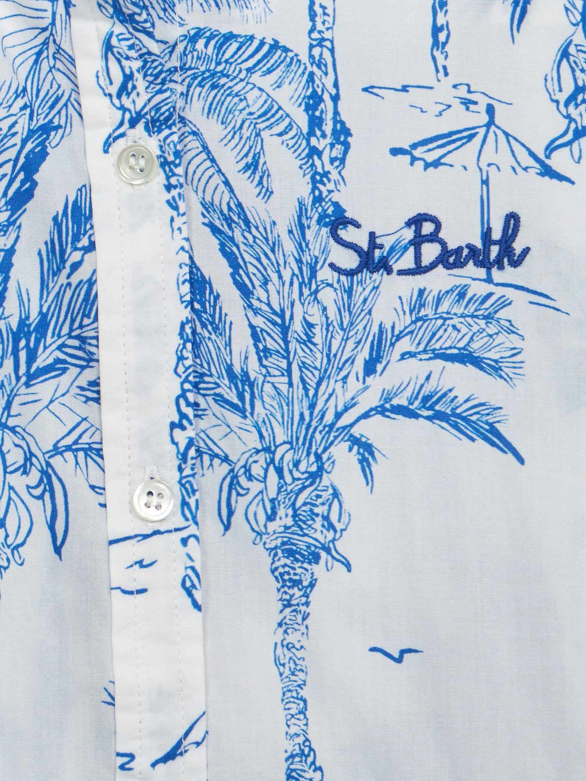 Girl cotton dress Anastasie Jr with toile de jouy print - MC2 Saint Barth