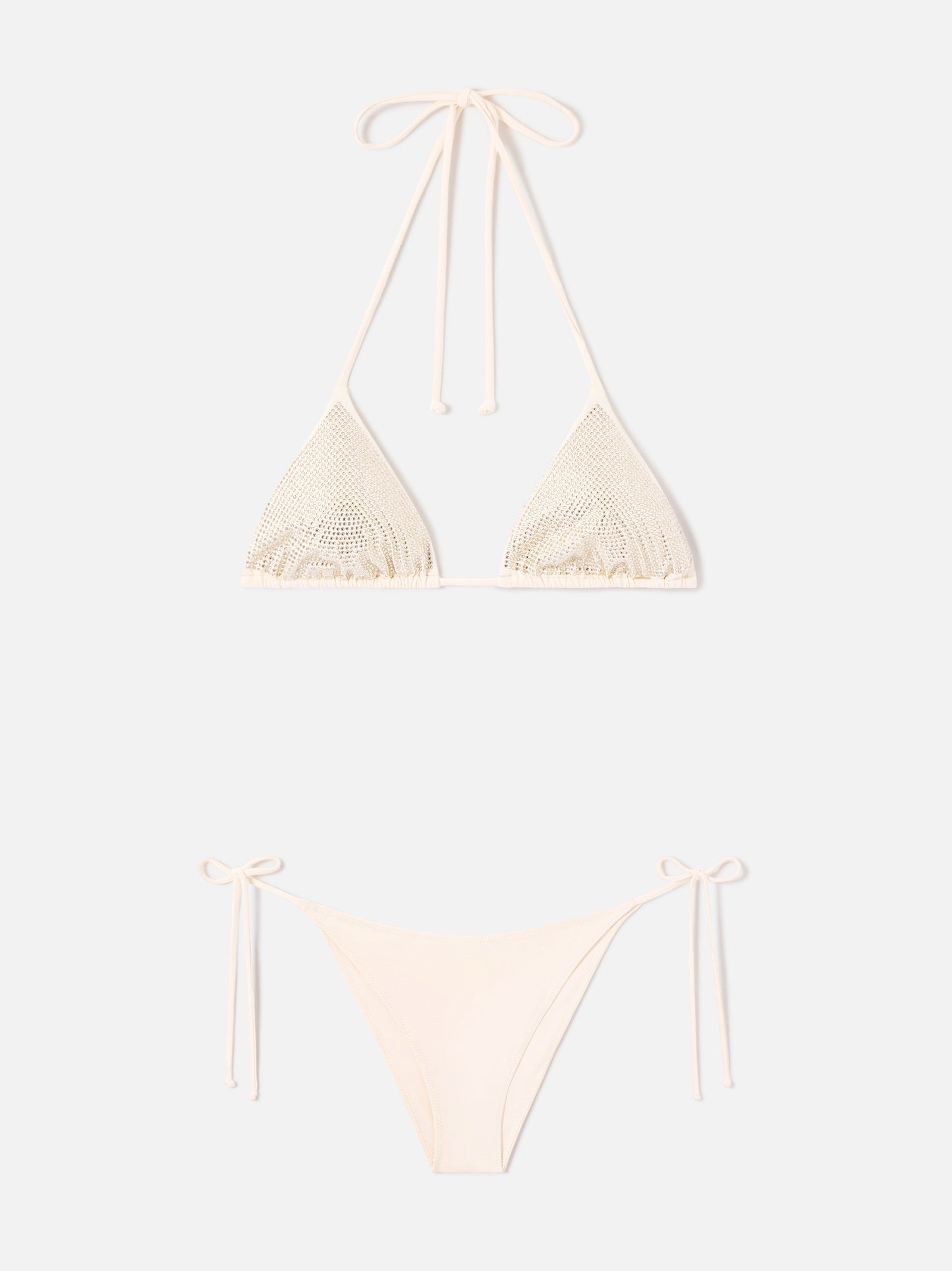 Annabelle Virgo beigefarbener Triangel-Bikini mit Strasssteinen 