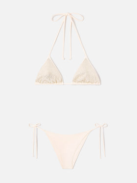 Annabelle Virgo beigefarbener Triangel-Bikini mit Strasssteinen 