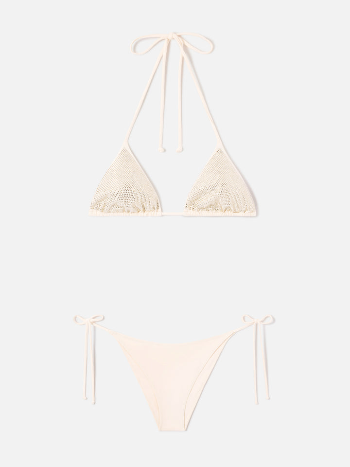 Bikini de triángulo Annabelle Virgo beige con strass 