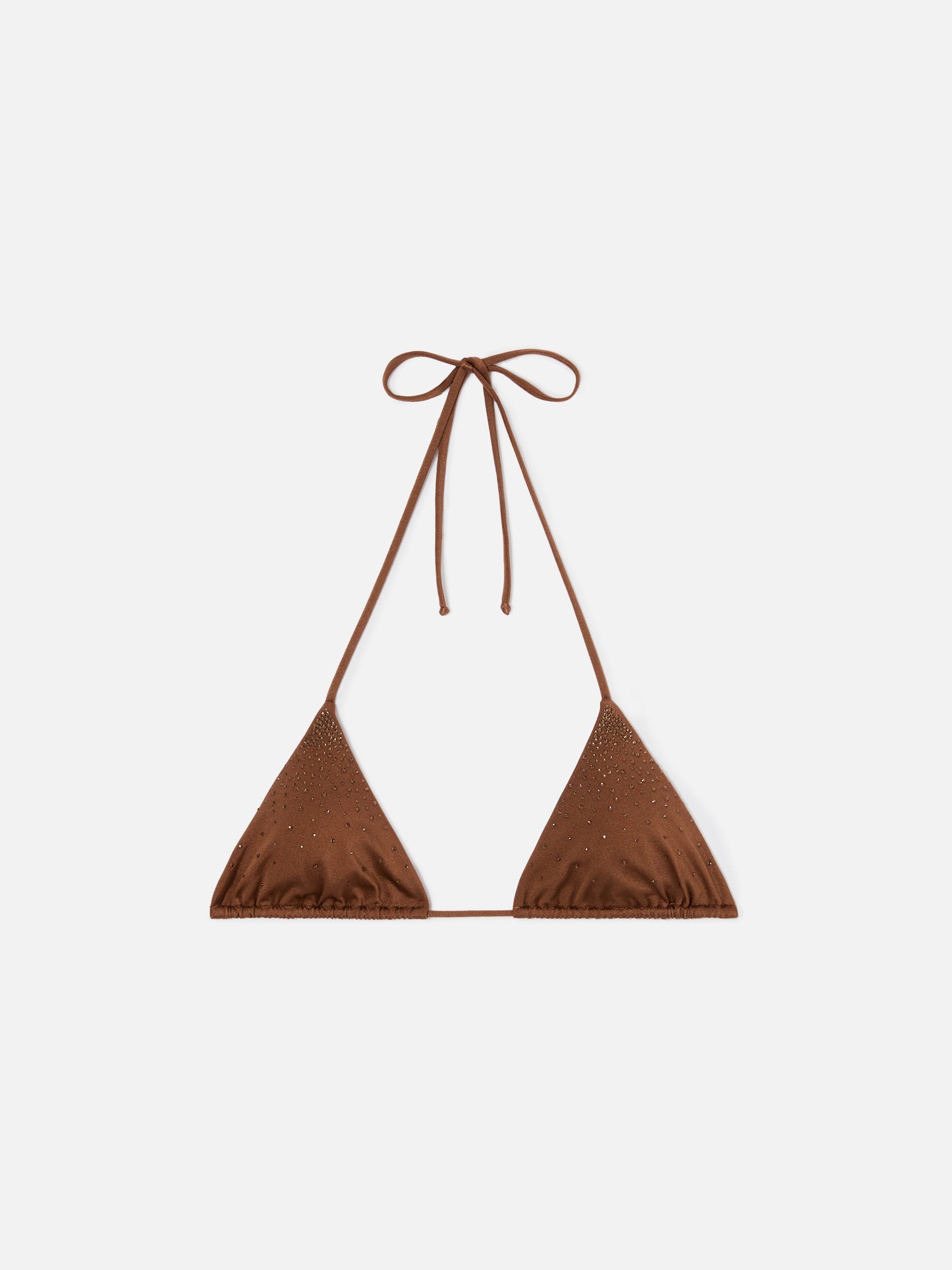 Haut de bikini triangle Annabelle marron avec détails en strass appliqués 