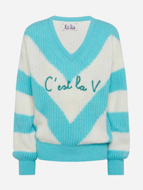 Woman cropped sweater with argyle pattern - MC2 Saint Barth