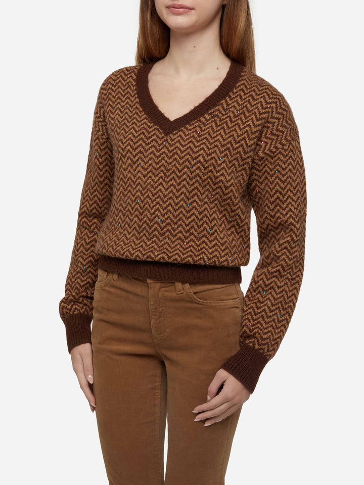 Woman cropped sweater with argyle pattern - MC2 Saint Barth