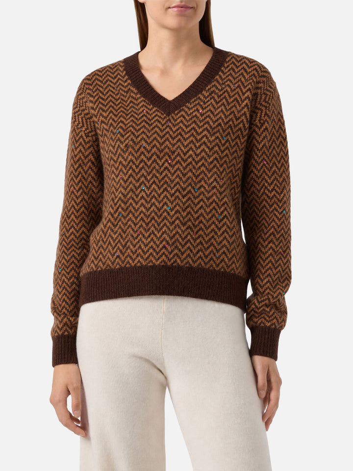 Pull Annecy Soft avec motif losanges et col en V 