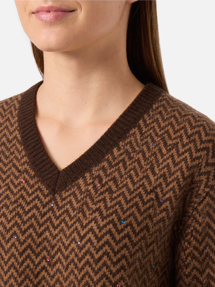 Pull Annecy Soft avec motif losanges et col en V 
