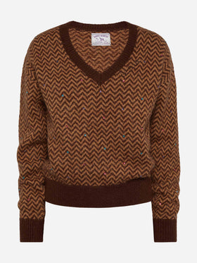 Woman cropped sweater with argyle pattern - MC2 Saint Barth