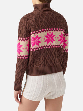 Damenpullover mit halbem Rollkragen und Sun Moritz-Schriftzug