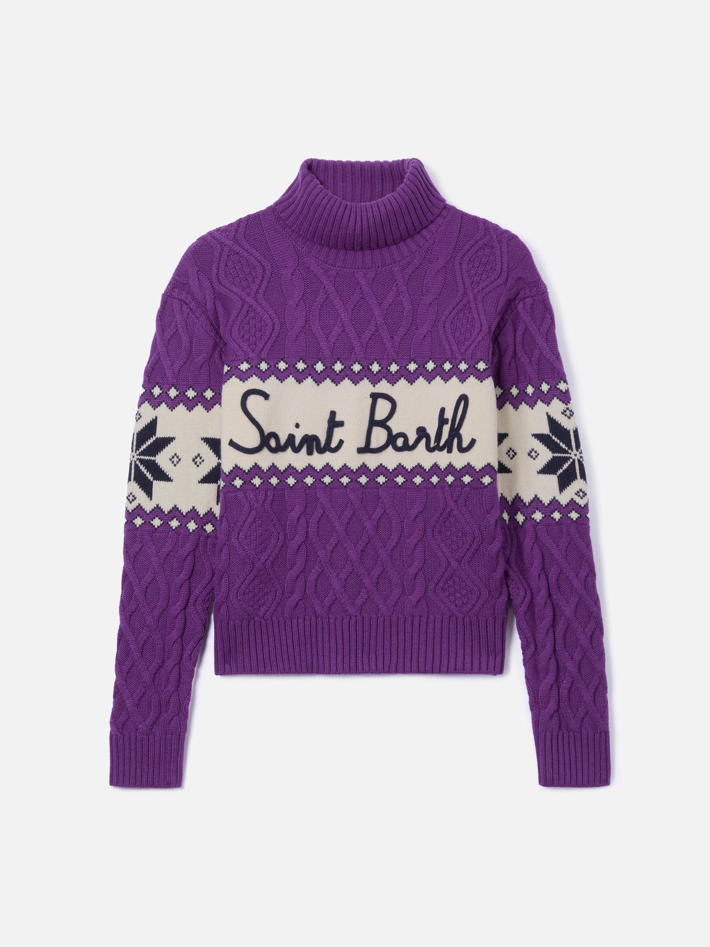 Damenpullover mit halbem Rollkragen und Saint Barth-Schriftzug