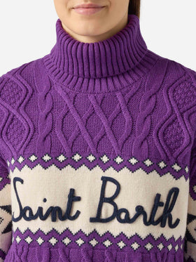 Damenpullover mit halbem Rollkragen und Saint Barth-Schriftzug