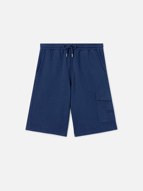 Argo navy blue fleece bermuda shorts with cargo pocket