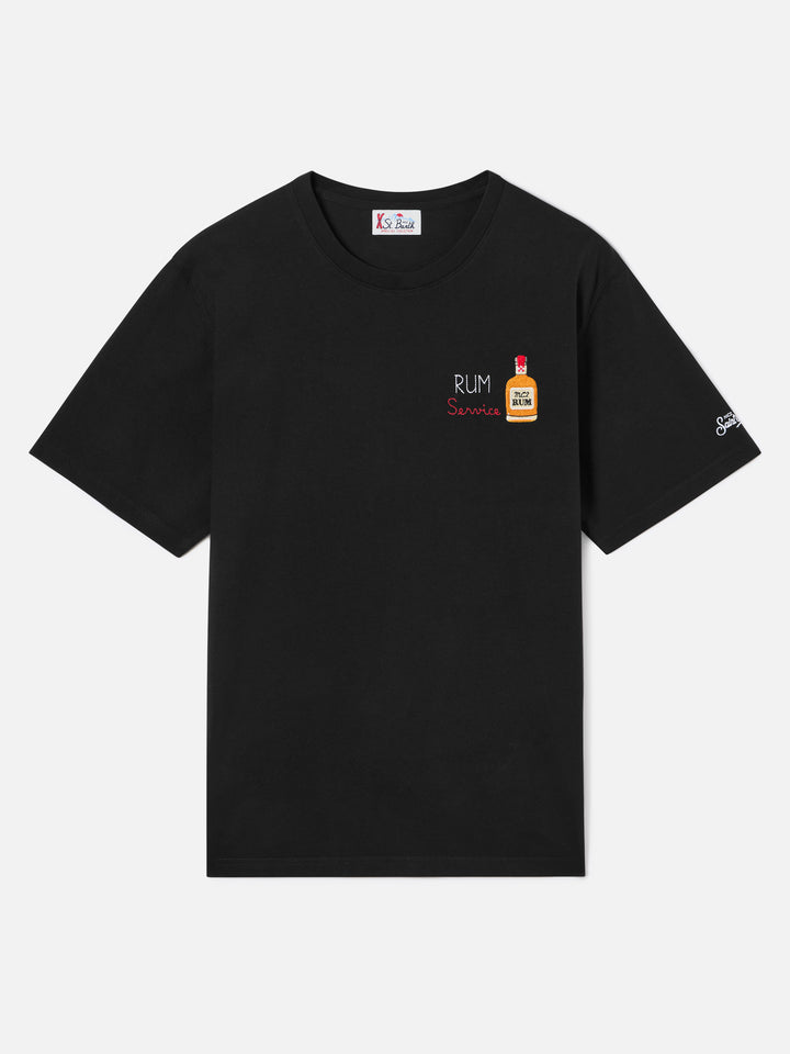 Black Arnott cotton t-shirt with Rum Service embroidery