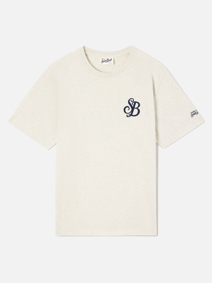 T-shirt en coton biologique Arnott gris avec broderie monogramme SB Legacy 