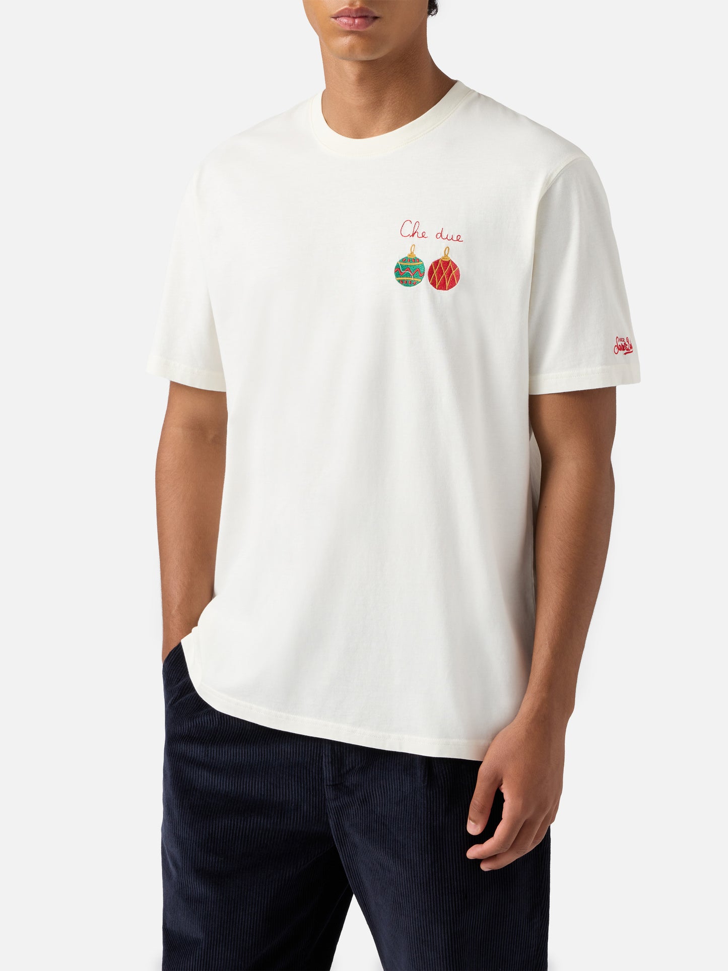 Weißes Arnott-Baumwoll-T-Shirt mit Che Due…-Stickerei