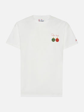 Weißes Arnott-Baumwoll-T-Shirt mit Che Due…-Stickerei