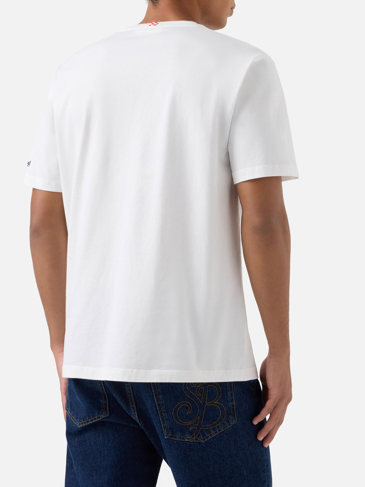 T-shirt Arnott blanc avec broderie monogramme SB 