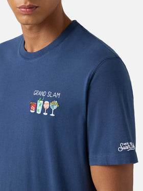 Arnott Baumwoll-T-Shirt in Blau mit Grand Slam-Stickerei und Flaschenprint
