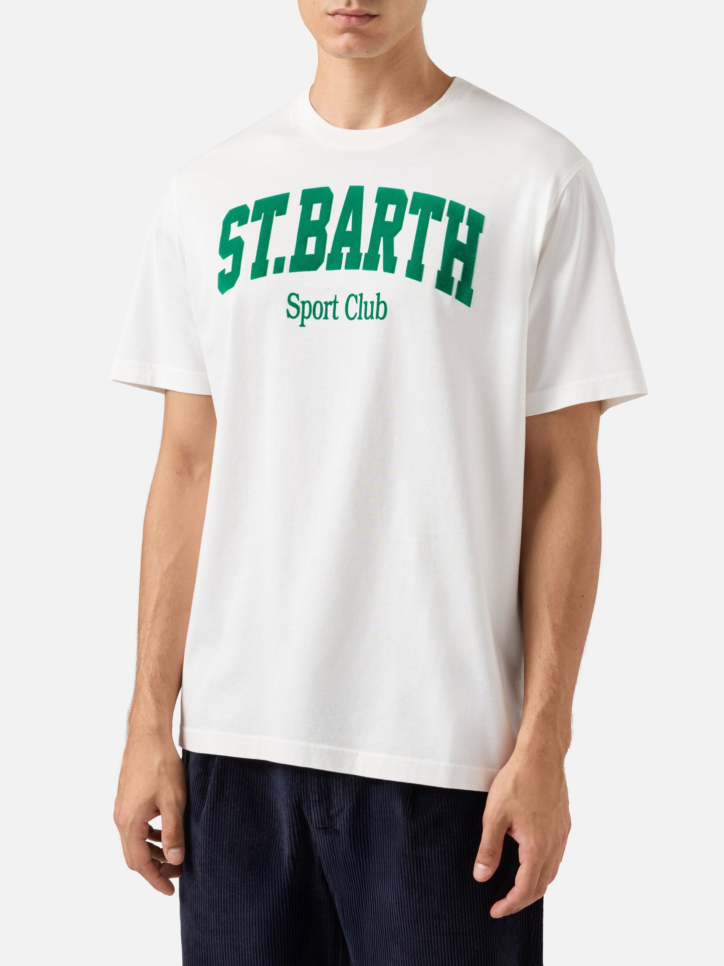 Winterliches Baumwoll-T-Shirt von Arnott mit Aufdruck des Sportvereins St. Barth.
