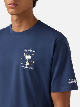 Blaues Arnott Baumwoll-T-Shirt mit „Snoopy My life is complicated“-Stickerei | PEANUTS SPECIAL EDITION 
