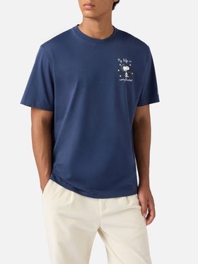 Blaues Arnott Baumwoll-T-Shirt mit „Snoopy My life is complicated“-Stickerei | PEANUTS SPECIAL EDITION 